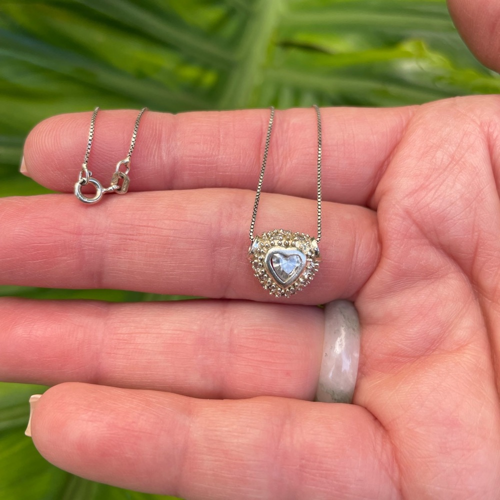 Sterling Silver Heart Pendant Necklace - Picture 6 of 6